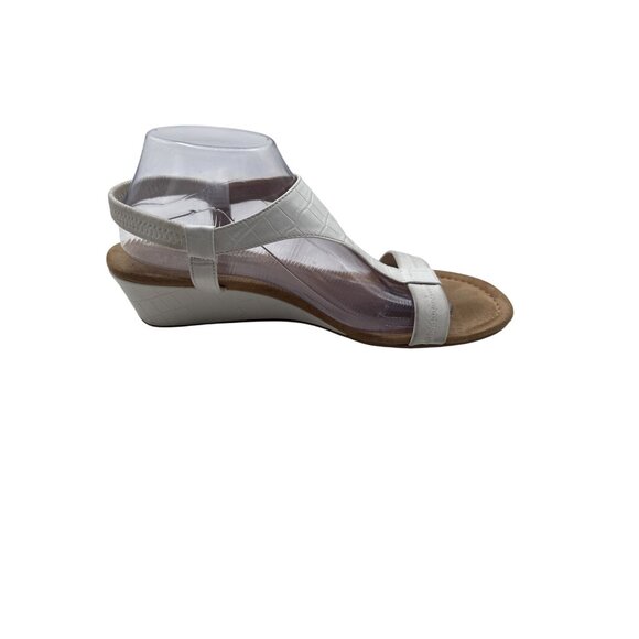 Alfani Size 10 White Crocodile-Embossed Wedge Sandals Elastic Back Strap - Picture 5 of 9